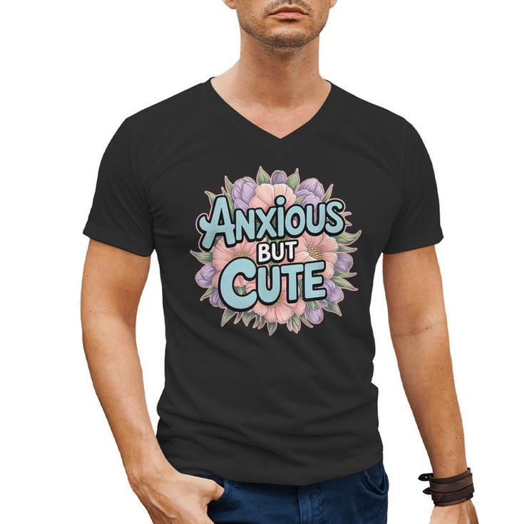 Anxious But Cute Introvert Floral Social Anxiety Men's V-Neck T-Shirt