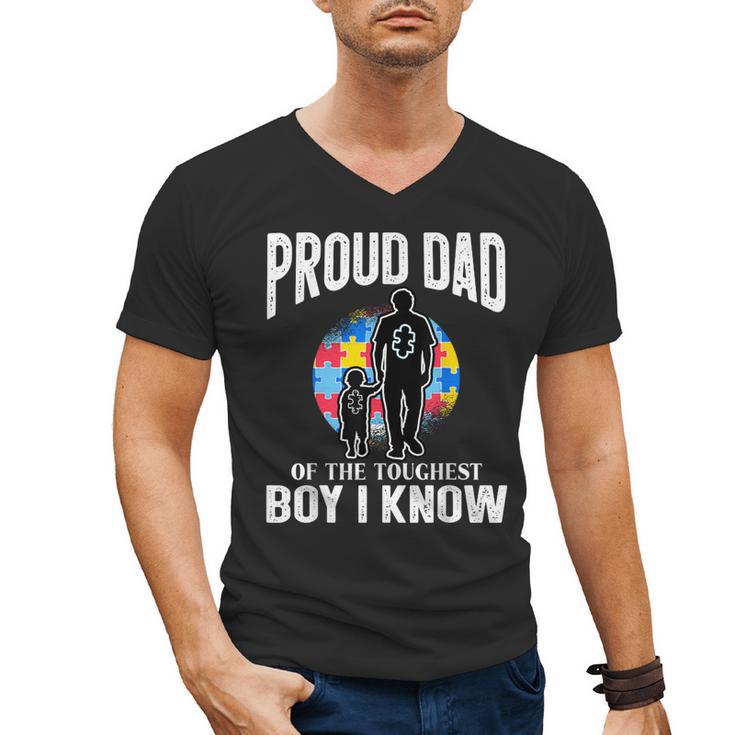 Autism Awareness For Proud Dad Support Autistic Kids Men's V-Neck T-Shirt
