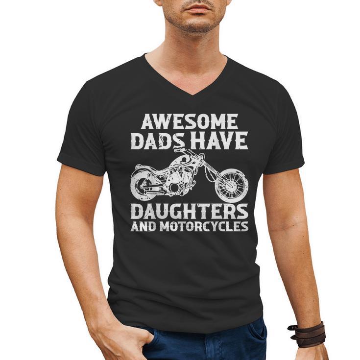 Awesome Dads Have Daughters And Motorcycles Men Fathers Day Men's V-Neck T-Shirt