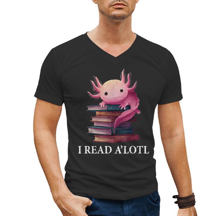 Axolotl Book Lover Librarian Reading Library Readers Men's V-Neck T-Shirt