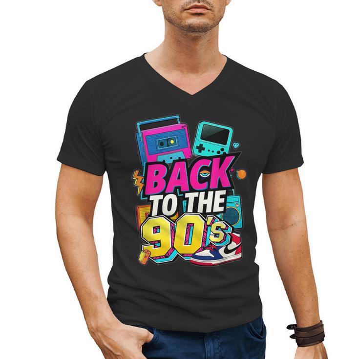 Back To The 90s Nostalgia Cassette Game Console Boombox Men's V-Neck T-Shirt