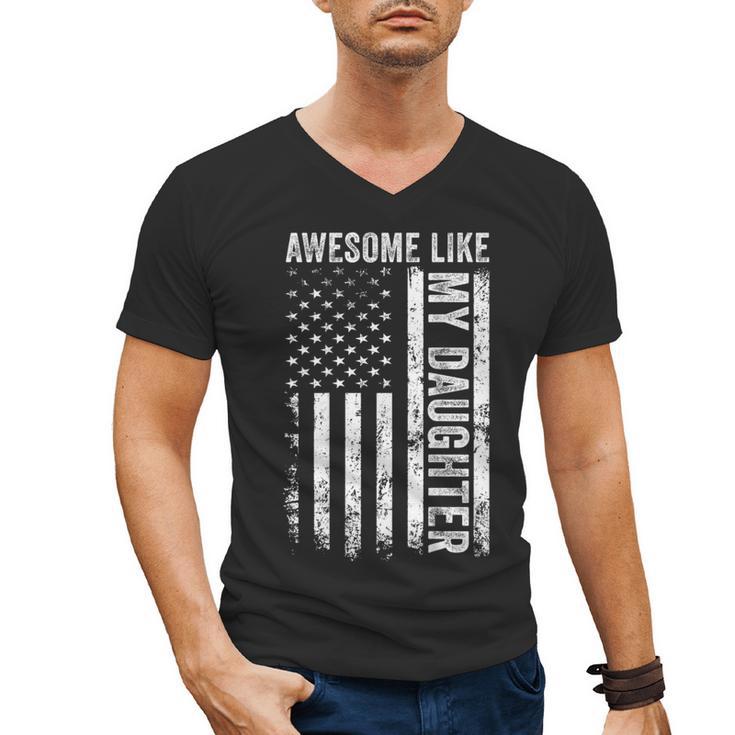 ON Back Awesome Like My Daughter Men Fathers Day Dad Men's V-Neck T-Shirt