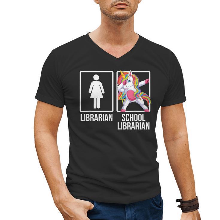 Back To School Library Unicorn Book Lover School Librarian Men's V-Neck T-Shirt