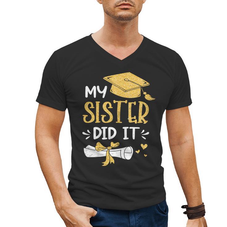 Back To School My Sister Did It Graduation Proud Sister Graduated Female X-Small Men's V-Neck T-Shirt