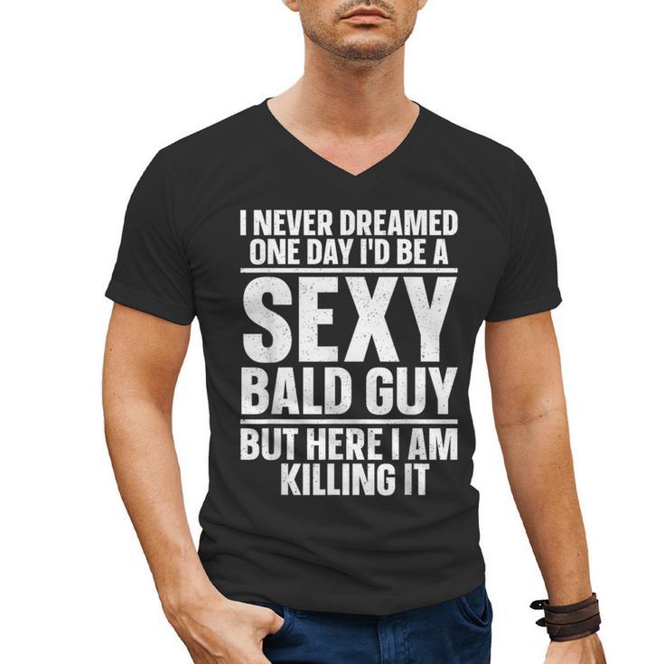 Bald Guy Art For Men Dad Sexy Bald People Bald Man Men's V-Neck T-Shirt