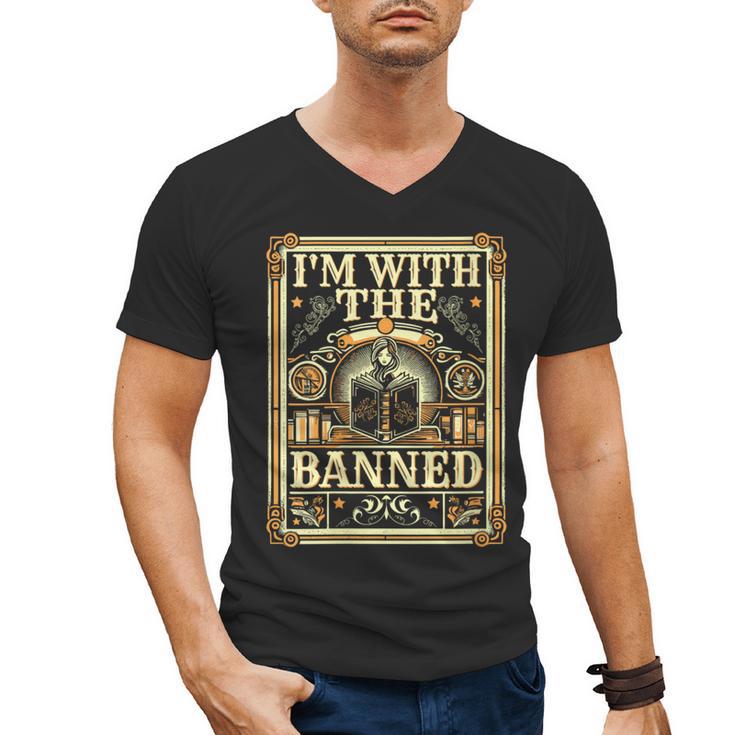 Banned Books Librarian Book Readers I m With The Banned Men's V-Neck T-Shirt