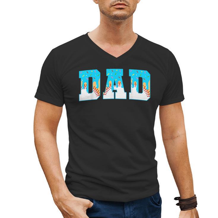 Baseball Dad Ice Cream Drip Happy Fathers Day Men's V-Neck T-Shirt