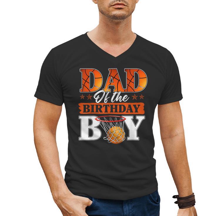 Basketball DAD Of The Birthday Boy Family Matching Men's V-Neck T-Shirt