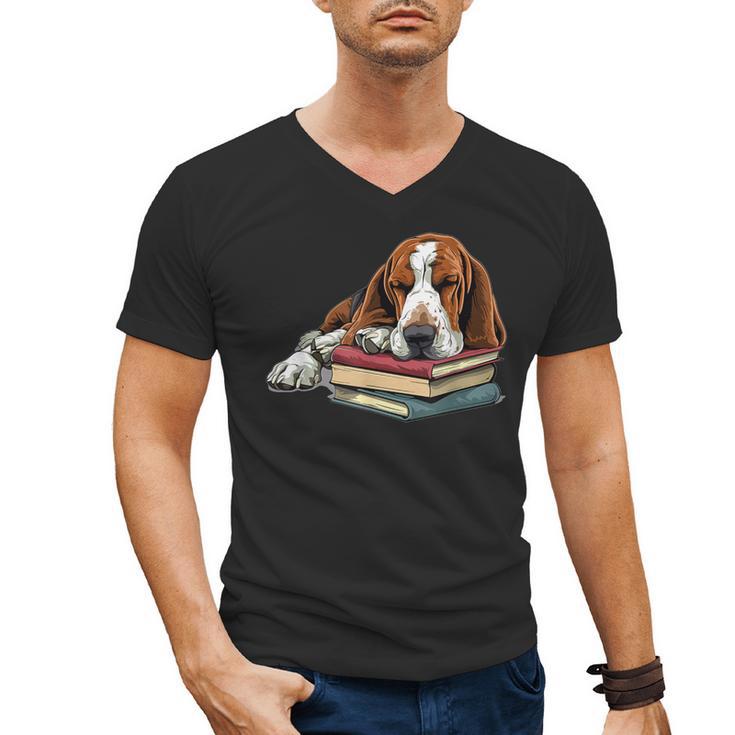 Basset Hound Books Dog Breed Graphic Men's V-Neck T-Shirt