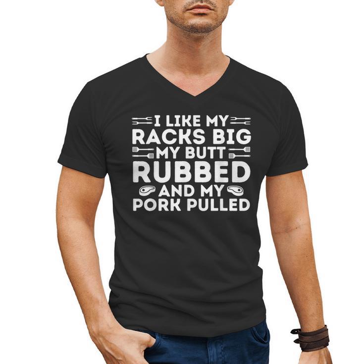 BBQ Barbecue Grilling Butt Rubbed Pork Pulled Pitmaster Dad Men's V-Neck T-Shirt