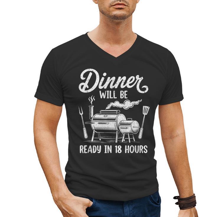 Bbq Men Smoking Meat Smoker Grilling Barbecue Dad Men's V-Neck T-Shirt