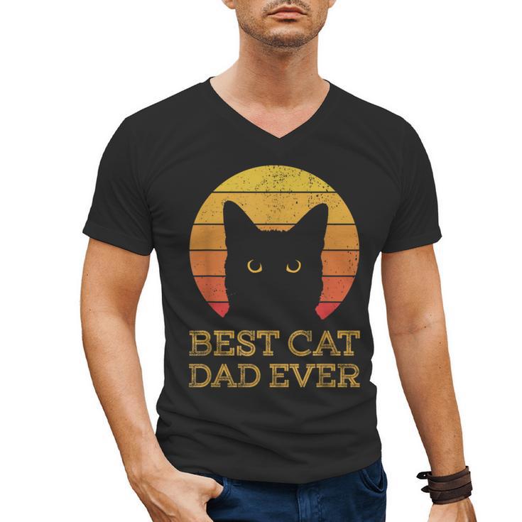 Best Cat Dad Ever Vintage Cat Daddy Fathers Day Men's V-Neck T-Shirt