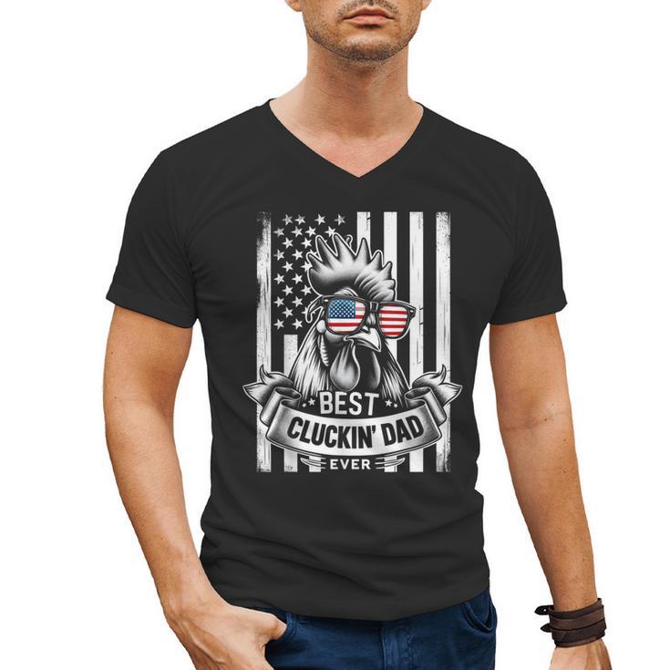 Best Cluckin' Dad Ever Chicken Lover Graphic Tees  Cotton Polyester Casual Graphic Small Crew Neck Short Sleeve Men's V-Neck T-Shirt