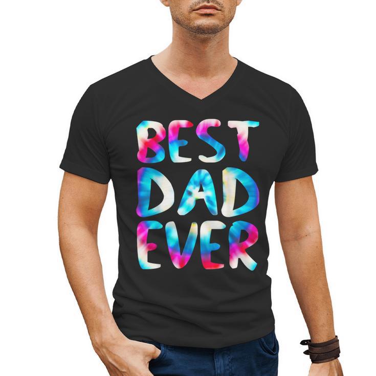 Best Dad Ever Colorful Tie Dye Fathers Day Men's V-Neck T-Shirt