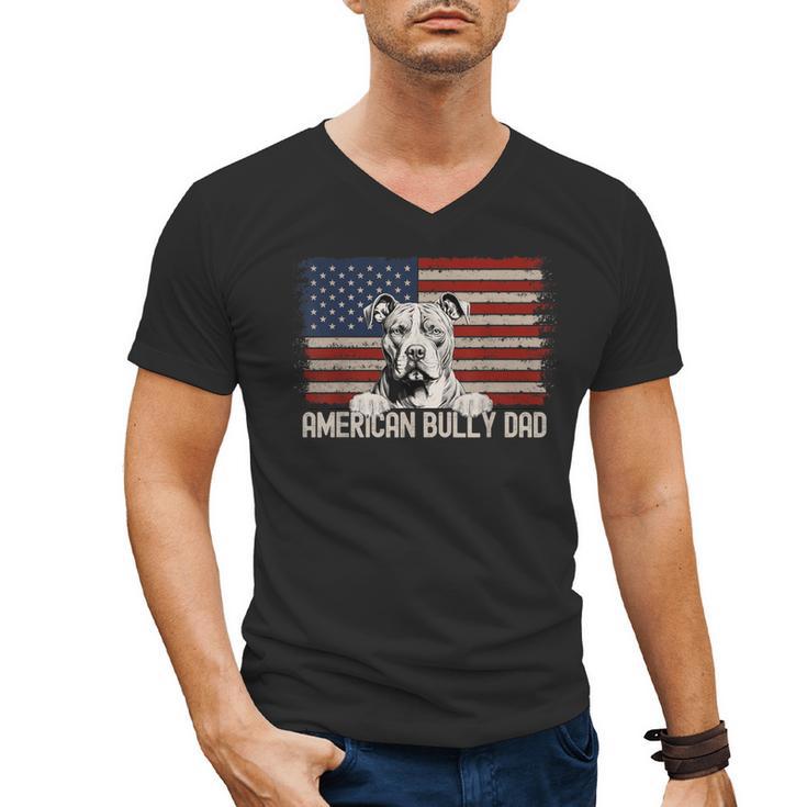 Best Dog Dad Ever American Flag American Bully Dad Men's V-Neck T-Shirt
