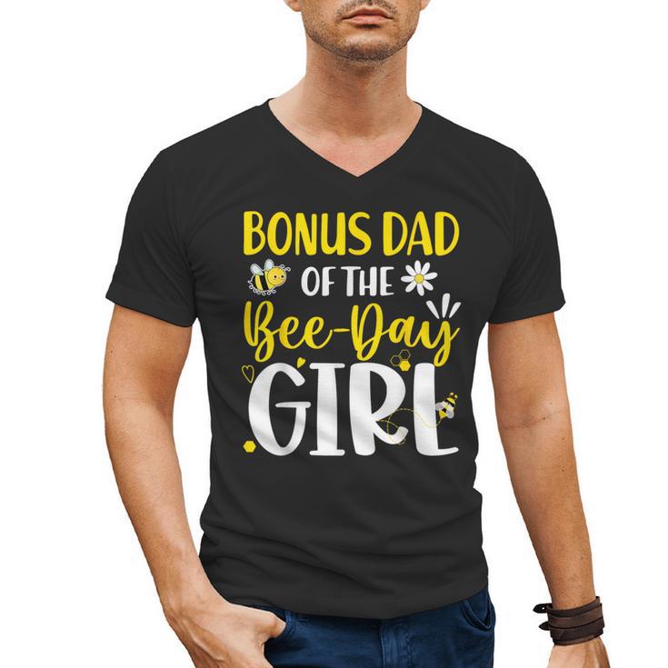 Bonus Dad Of The Bee Day Girl Birthday Party Family Men's V-Neck T-Shirt
