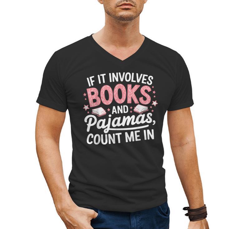 Book & Pajamas Humorous Book Lover Reading Bedtime Men's V-Neck T-Shirt