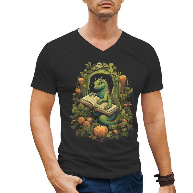 Book Dragon Reading Books Bookworm Fantasy Men's V-Neck T-Shirt