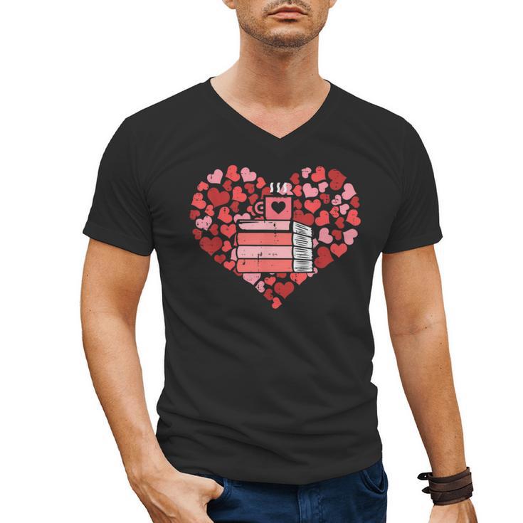 Book Heart Cute Read Book Reading Librarian Across America Men's V-Neck T-Shirt
