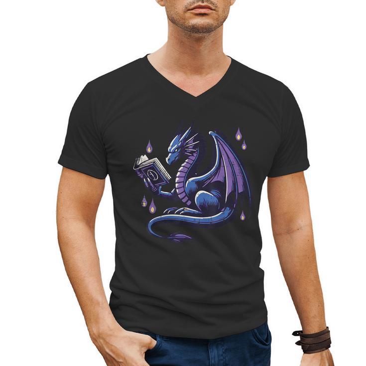 Book Lover Dragon Reading Cool Fantasy Women Girls Kids Men Men's V-Neck T-Shirt