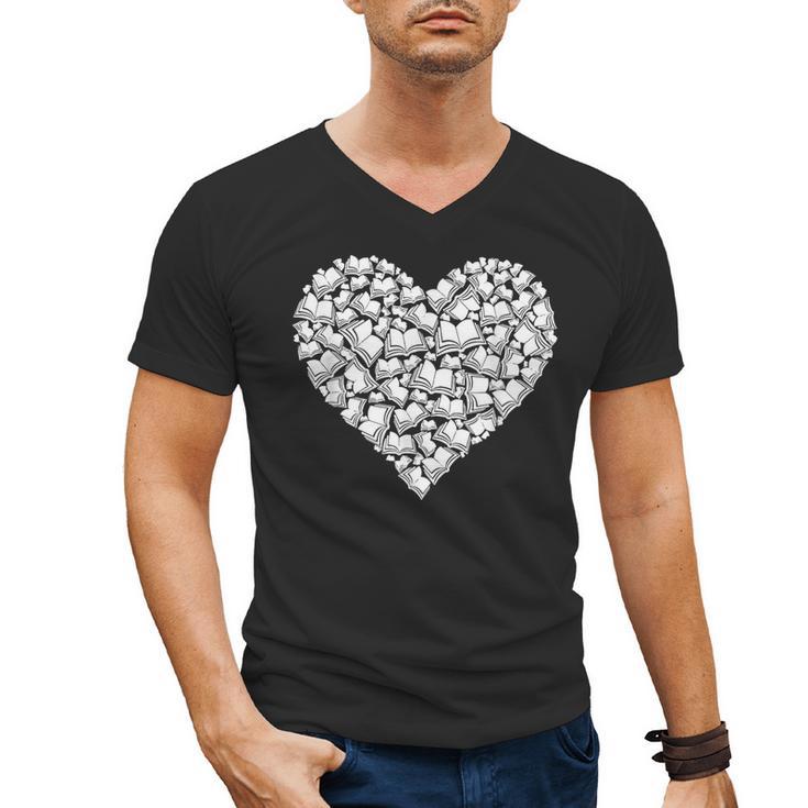 Book Lover Heart Shape Reading Librarian Library Teacher Men's V-Neck T-Shirt