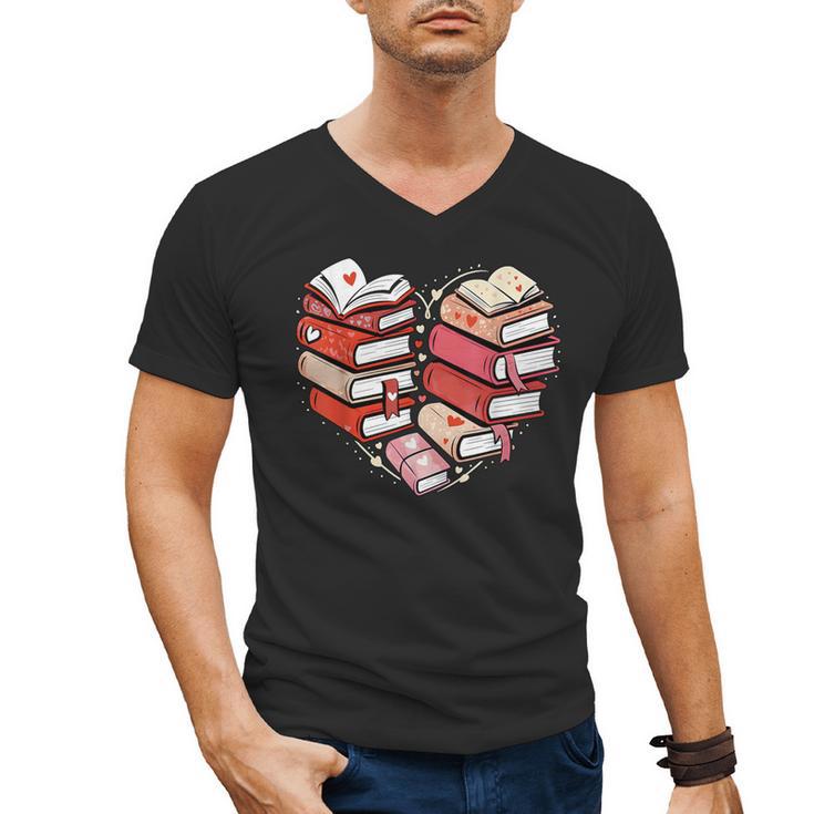 Book Lover Heart Shape Reading Librarian Valentine Men Women Men's V-Neck T-Shirt