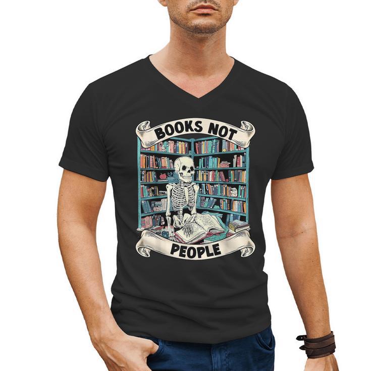 Book Lover Skeleton Reading Love Books Not People Men's V-Neck T-Shirt