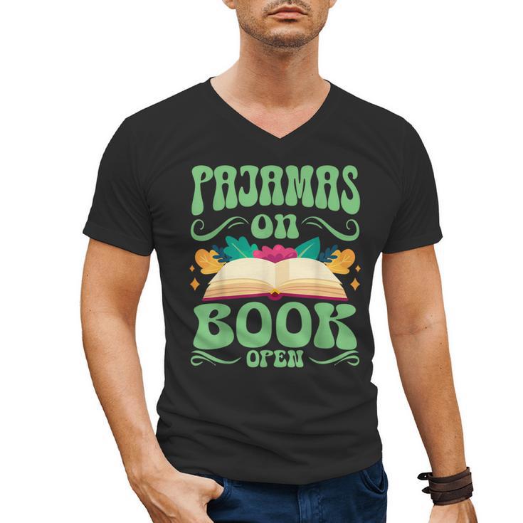 Book And Pajama Pajamas On Book Open Men's V-Neck T-Shirt