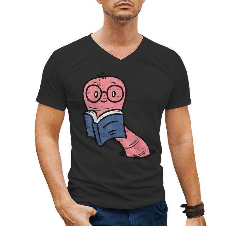 Book Worm Pun Read Reading Librarian America Men Women Kids Men's V-Neck T-Shirt