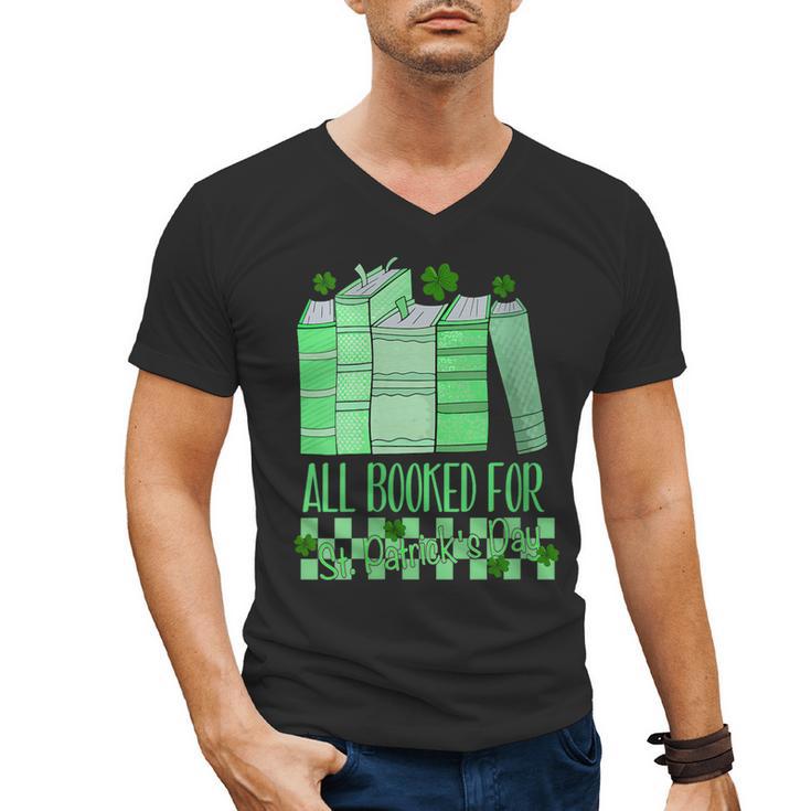 All Booked For St Patrick's Day Book Lover Lucky Shamrock Men's V-Neck T-Shirt