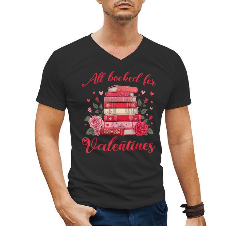 All Booked For Valentines Librarian Book Lover Teacher Men's V-Neck T-Shirt