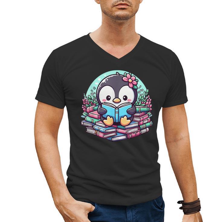 Bookish Penguin Heart A Readers Love Penguins Men's V-Neck T-Shirt
