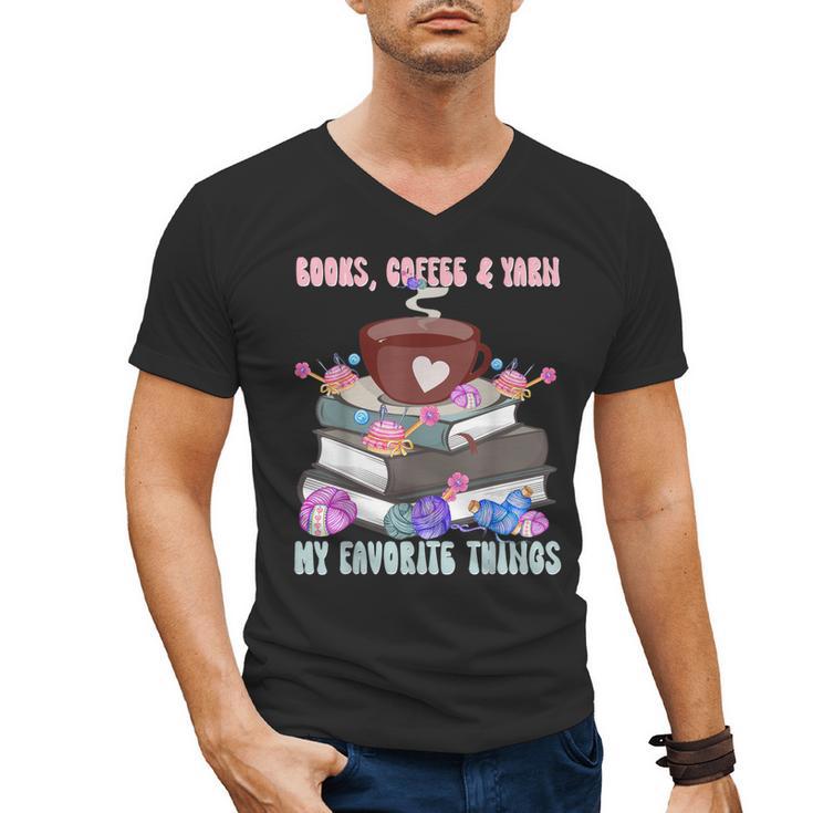Books Coffee Yarn Lover My Favorite Things Men's V-Neck T-Shirt