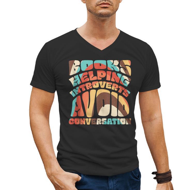 Books Helping Introverts Avoid Conversation Men's V-Neck T-Shirt