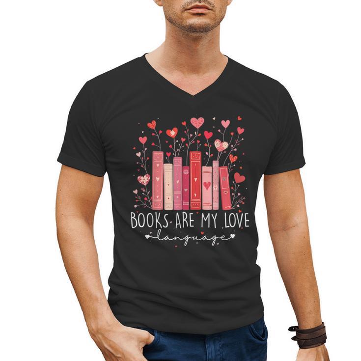 Books Are My Love Language Valentine Reads Bookish Club Men's V-Neck T-Shirt