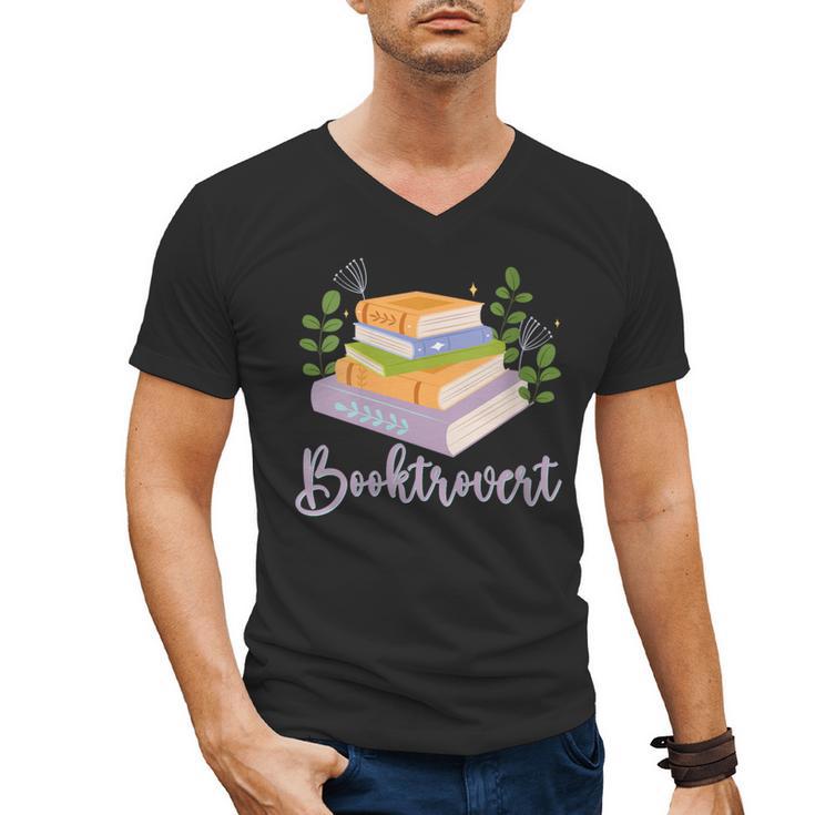 Booktrovert Bookworm Introvert Bibliophile Booktrovert Men's V-Neck T-Shirt