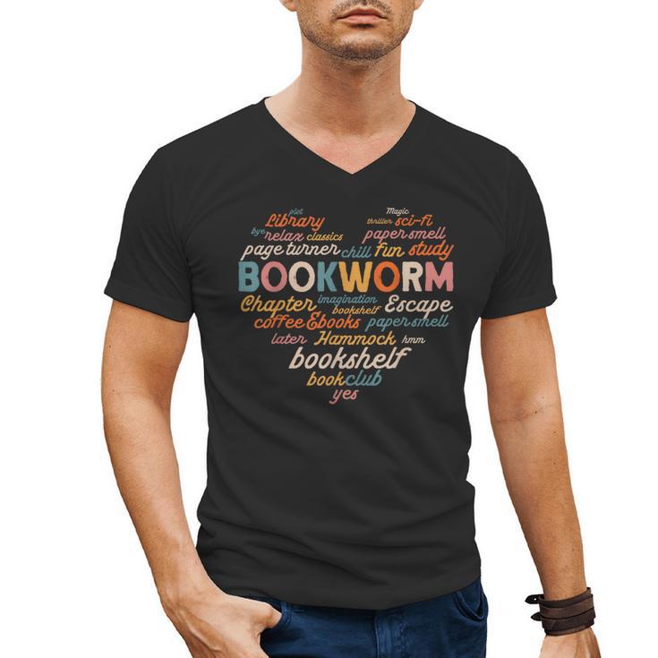 Bookworm Words Heart Book Lover Reader Reading Fun Men's V-Neck T-Shirt