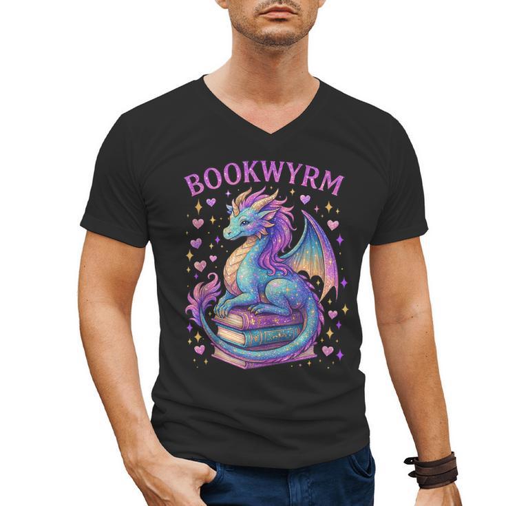 Bookwyrm Just a Girl Who Loves Dragons Books Dragon Reader Men's V-Neck T-Shirt