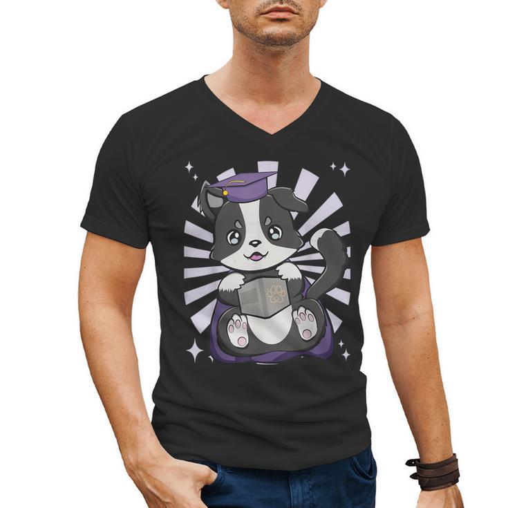 Border Collie Dog Lover Cute Anime School Graduation Men Women Kids Men's V-Neck T-Shirt