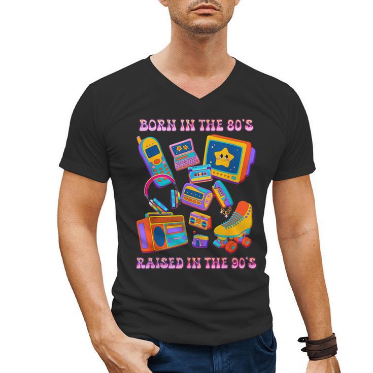 Born In The 80s Raised In The 90s Nostalgia Retro Memories Men's V-Neck T-Shirt