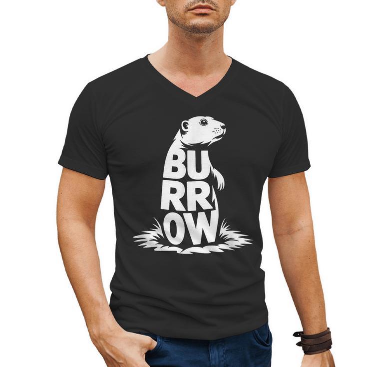 Burrow Prairie Dog Word Art Introvert Nature Retreat Men Women Kids Men's V-Neck T-Shirt