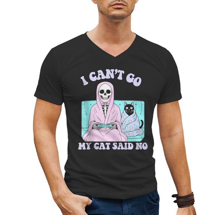 I Can't Go My Cat Said No Introvert Anxiety Cat Lover Men's V-Neck T-Shirt