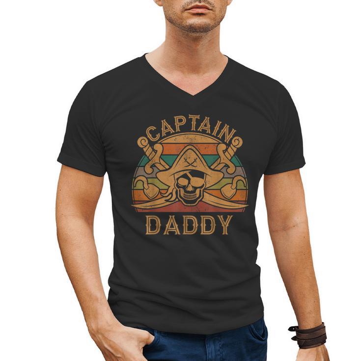 Captain Daddy Pirate Jolly Roger Flag Dad Halloween Men's V-Neck T-Shirt
