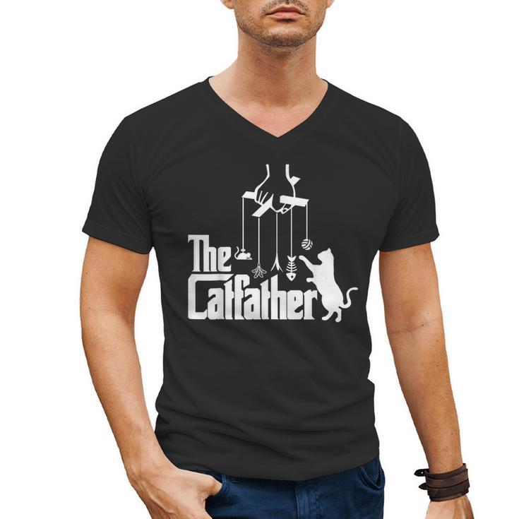 Cat Dad Life The Catfather Fathers Day Vintage Men's V-Neck T-Shirt
