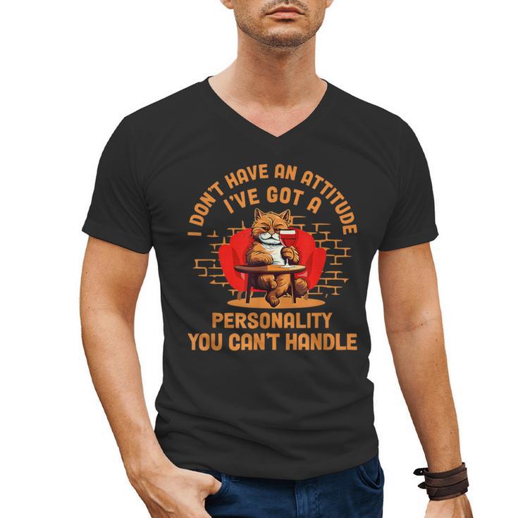 Cat Drinking Wine Solitude Party Introvert Personality For Men Women Men's V-Neck T-Shirt