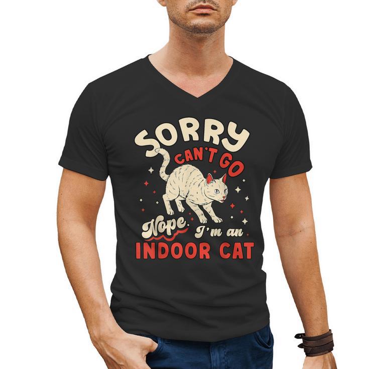 Cat Lover Sorry Cant Go Im An Indoor Introvert Cat Mom Men's V-Neck T-Shirt