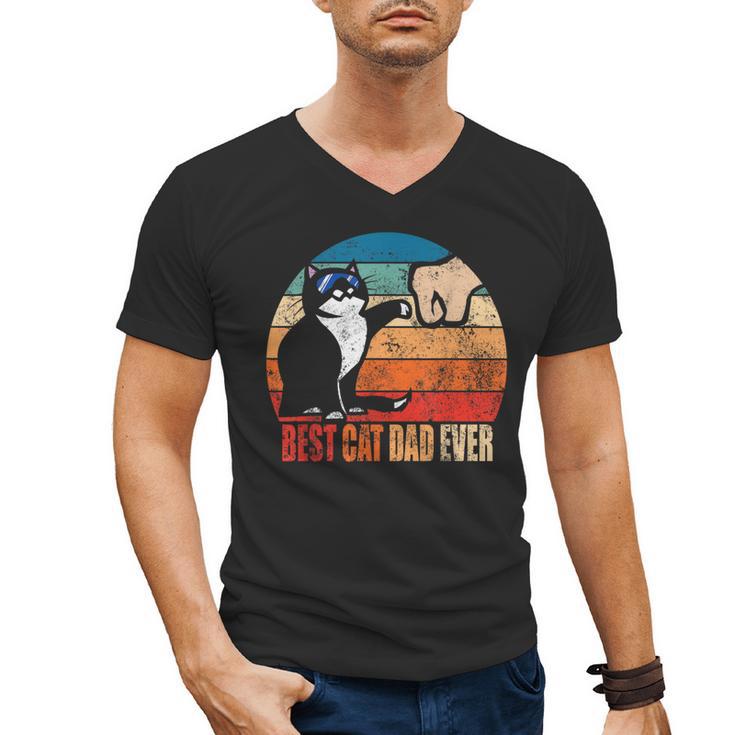 Cat Loving Daddy Fathers Day Mens None Best Cat Dad Ever Paw Fist Bump Fathers Day Tee T Shirt Small US Men's V-Neck T-Shirt