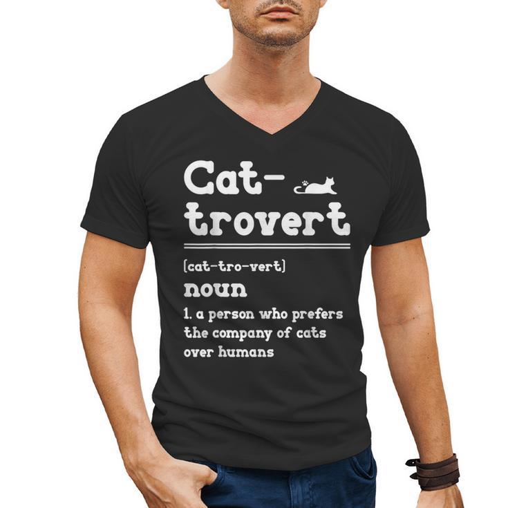 Cat-Trovert Definition Cat Introvert Pet Lover Men's V-Neck T-Shirt