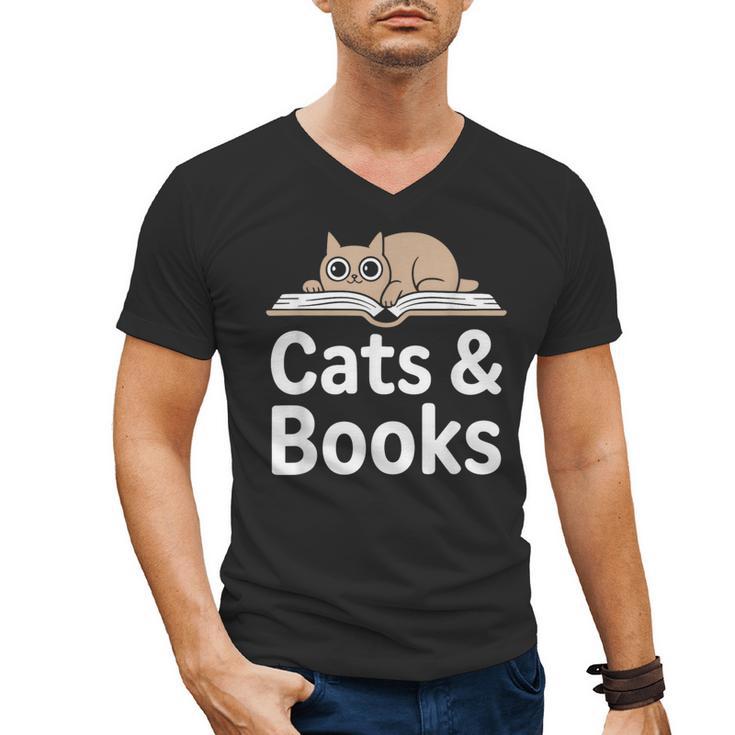 Cats And Books Men's V-Neck T-Shirt