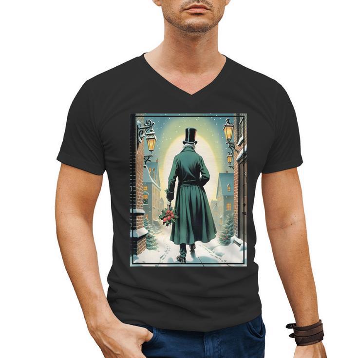 Charles Dickens Christmas Classic Book Ebeneezer Scrooge -Adults Kids Small Short Sleeve T-Shirt Men's V-Neck T-Shirt